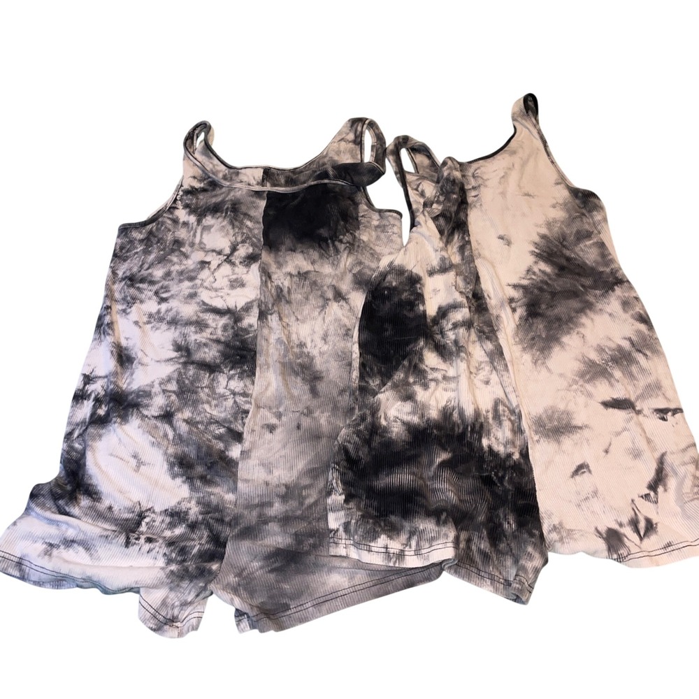 Romper Jumper Bundle XL Black White Tie Dye Ribbed Sleeveless Y2K Sporty